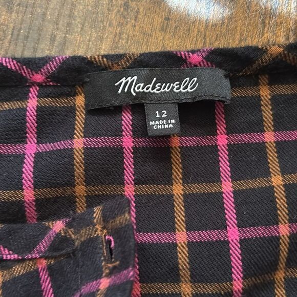 Madewell Plaid Flannel Raglan
Button-Front Shirtdress Size 12/ NWOT - Picture 7 of 8
